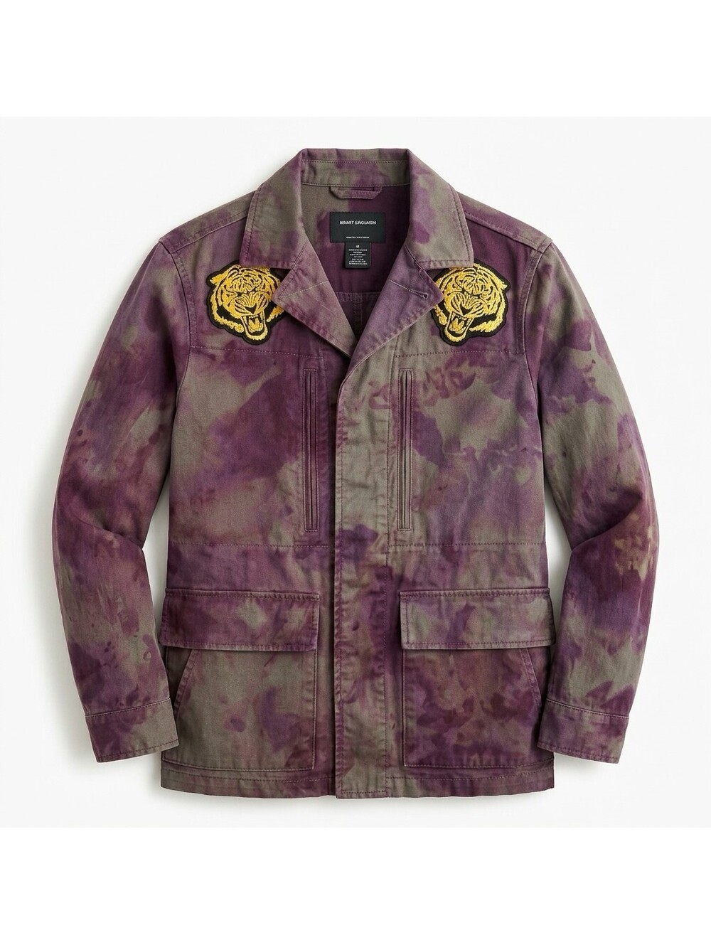 Hand Dyed Upcycled Field Jacket M Purple Tiger Patch Military Reworked OOAK